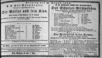 Theaterzettel (Oper und Burgtheater in Wien) 18350828 Seite: 1