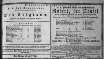 Theaterzettel (Oper und Burgtheater in Wien) 18350901 Seite: 1