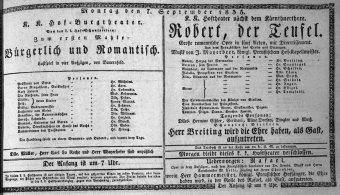 Theaterzettel (Oper und Burgtheater in Wien) 18350907 Seite: 1