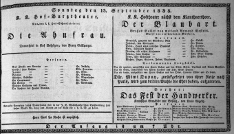 Theaterzettel (Oper und Burgtheater in Wien) 18350913 Seite: 1