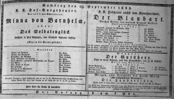Theaterzettel (Oper und Burgtheater in Wien) 18350919 Seite: 1