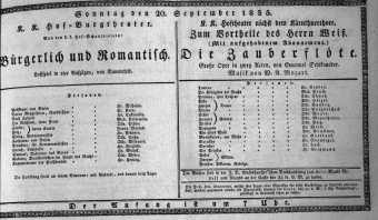 Theaterzettel (Oper und Burgtheater in Wien) 18350920 Seite: 1