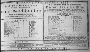 Theaterzettel (Oper und Burgtheater in Wien) 18350924 Seite: 1