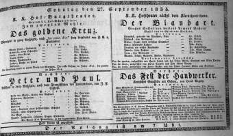 Theaterzettel (Oper und Burgtheater in Wien) 18350927 Seite: 1