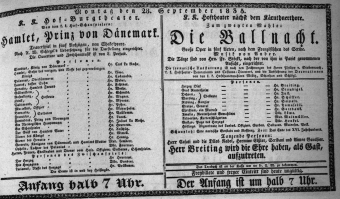 Theaterzettel (Oper und Burgtheater in Wien) 18350928 Seite: 1