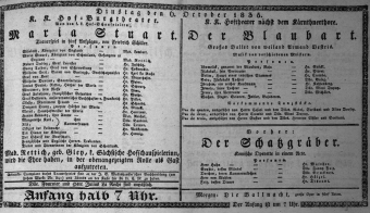 Theaterzettel (Oper und Burgtheater in Wien) 18351006 Seite: 1