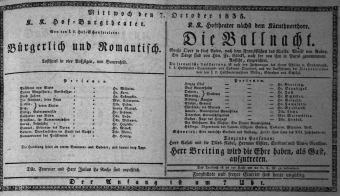 Theaterzettel (Oper und Burgtheater in Wien) 18351007 Seite: 1
