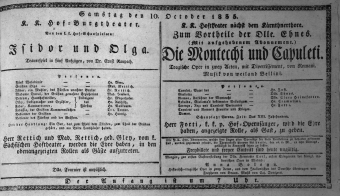 Theaterzettel (Oper und Burgtheater in Wien) 18351010 Seite: 1