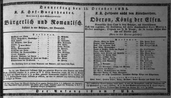 Theaterzettel (Oper und Burgtheater in Wien) 18351015 Seite: 1