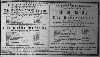 Theaterzettel (Oper und Burgtheater in Wien) 18351020 Seite: 1