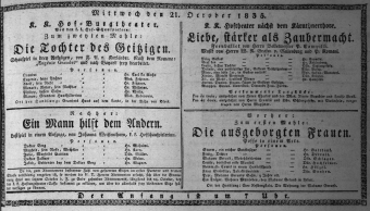 Theaterzettel (Oper und Burgtheater in Wien) 18351021 Seite: 1