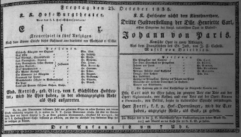 Theaterzettel (Oper und Burgtheater in Wien) 18351023 Seite: 1