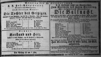 Theaterzettel (Oper und Burgtheater in Wien) 18351025 Seite: 1