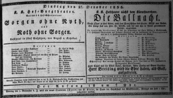 Theaterzettel (Oper und Burgtheater in Wien) 18351027 Seite: 1