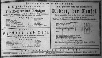 Theaterzettel (Oper und Burgtheater in Wien) 18351030 Seite: 1