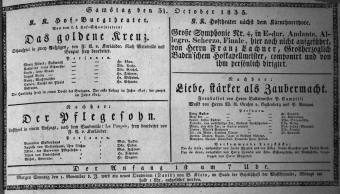 Theaterzettel (Oper und Burgtheater in Wien) 18351031 Seite: 1