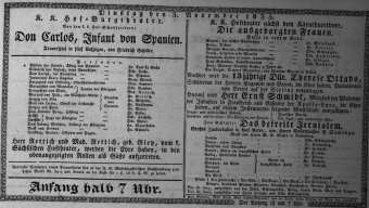 Theaterzettel (Oper und Burgtheater in Wien) 18351103 Seite: 1