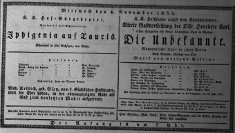 Theaterzettel (Oper und Burgtheater in Wien) 18351104 Seite: 1