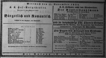 Theaterzettel (Oper und Burgtheater in Wien) 18351111 Seite: 1