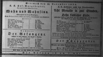 Theaterzettel (Oper und Burgtheater in Wien) 18351118 Seite: 1