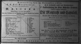 Theaterzettel (Oper und Burgtheater in Wien) 18351119 Seite: 1