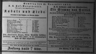 Theaterzettel (Oper und Burgtheater in Wien) 18351121 Seite: 1