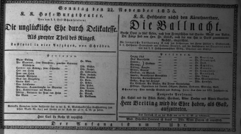 Theaterzettel (Oper und Burgtheater in Wien) 18351122 Seite: 1