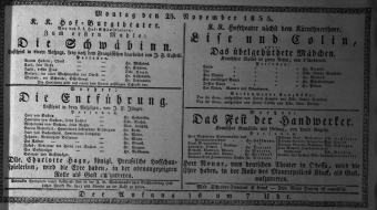 Theaterzettel (Oper und Burgtheater in Wien) 18351123 Seite: 1
