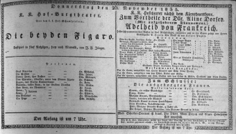 Theaterzettel (Oper und Burgtheater in Wien) 18351126 Seite: 1