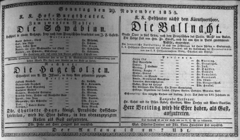 Theaterzettel (Oper und Burgtheater in Wien) 18351129 Seite: 1