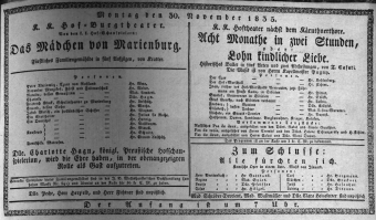 Theaterzettel (Oper und Burgtheater in Wien) 18351130 Seite: 1