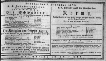 Theaterzettel (Oper und Burgtheater in Wien) 18351208 Seite: 1
