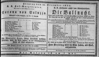 Theaterzettel (Oper und Burgtheater in Wien) 18351211 Seite: 1