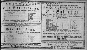 Theaterzettel (Oper und Burgtheater in Wien) 18351214 Seite: 1