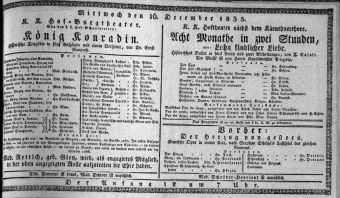 Theaterzettel (Oper und Burgtheater in Wien) 18351216 Seite: 1