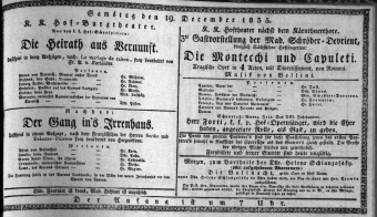 Theaterzettel (Oper und Burgtheater in Wien) 18351219 Seite: 1