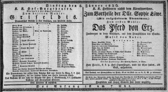 Theaterzettel (Oper und Burgtheater in Wien) 18360105 Seite: 1