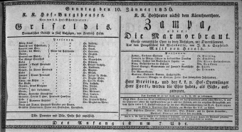 Theaterzettel (Oper und Burgtheater in Wien) 18360110 Seite: 1