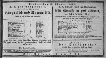 Theaterzettel (Oper und Burgtheater in Wien) 18360112 Seite: 1