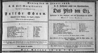 Theaterzettel (Oper und Burgtheater in Wien) 18360118 Seite: 1