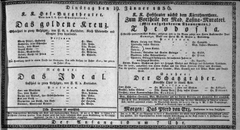 Theaterzettel (Oper und Burgtheater in Wien) 18360119 Seite: 1