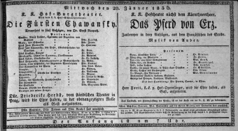 Theaterzettel (Oper und Burgtheater in Wien) 18360120 Seite: 1