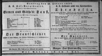 Theaterzettel (Oper und Burgtheater in Wien) 18360123 Seite: 1