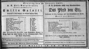 Theaterzettel (Oper und Burgtheater in Wien) 18360124 Seite: 1