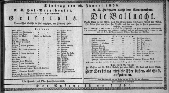 Theaterzettel (Oper und Burgtheater in Wien) 18360126 Seite: 1