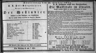 Theaterzettel (Oper und Burgtheater in Wien) 18360128 Seite: 1