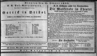 Theaterzettel (Oper und Burgtheater in Wien) 18360131 Seite: 1