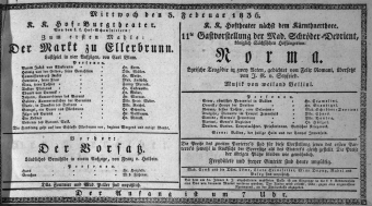Theaterzettel (Oper und Burgtheater in Wien) 18360203 Seite: 1