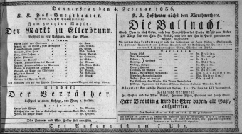 Theaterzettel (Oper und Burgtheater in Wien) 18360204 Seite: 1