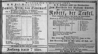 Theaterzettel (Oper und Burgtheater in Wien) 18360207 Seite: 1